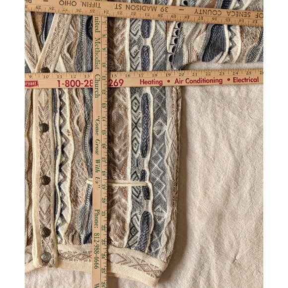 Purley Australian Vintage Wool 3D Textured Knit Cardigan Coogi Style XS - Picture 5 of 8